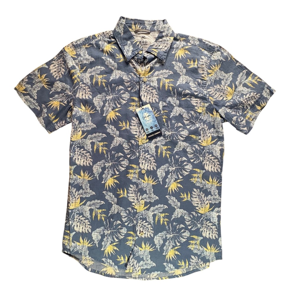 IZOD Saltwater Button Down Shirt Mens Small Blue NWT Tropical Dockside Chambray